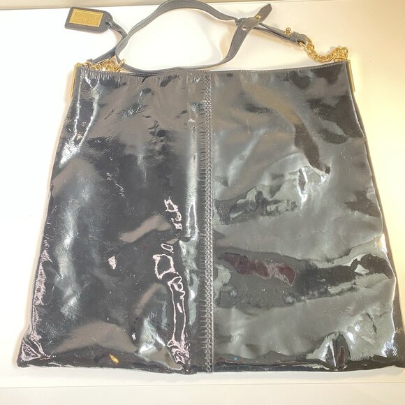 Badgley Mischka HOBO Large Shoulder Bag Black Patent Leather - Picture 11 of 16